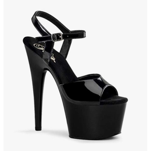 Pleaser Solid Black Exotic Dancing Sandals Platform Kiss 209 Sandals 9 - Picture 1 of 10